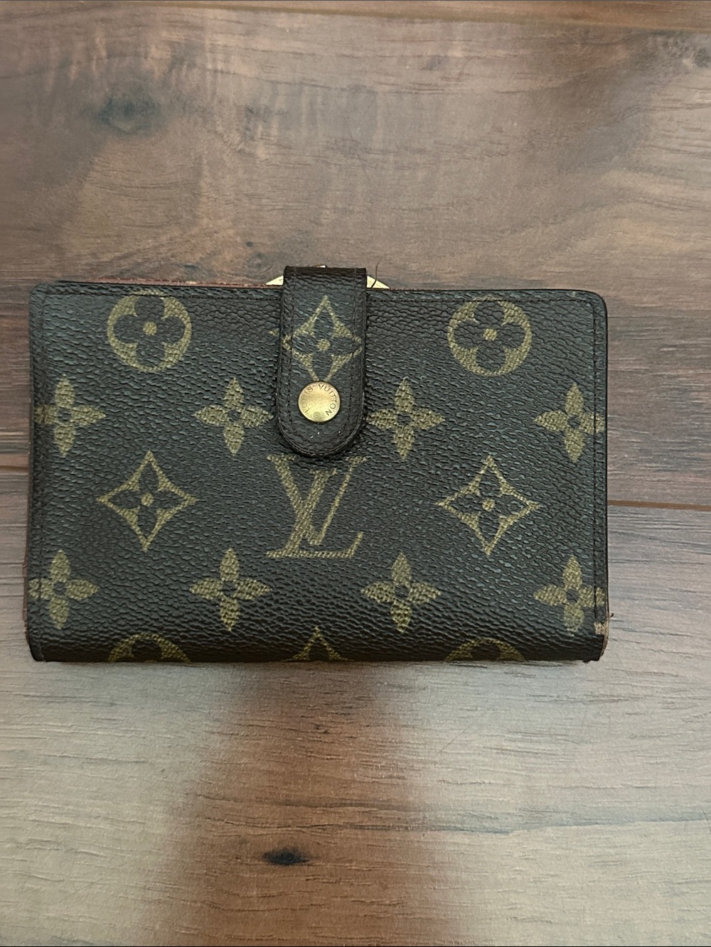 Louis Vuitton Monogram Canvas Snap Card Holder in Brown and Gold